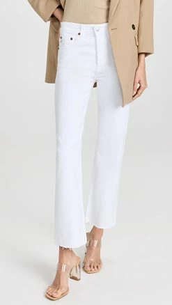 Outlet ⌛ Best reviews of 💯 AG Kinsley Pop Crop 👖 👖 Jeans Authentic White Destructed 🛒 😀