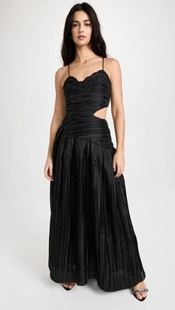 Brand new 😍 Outlet 🔥 Aje Laurier Wave Maxi 👗 👗 Dress Black 🧨 🔔