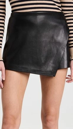 Best Pirce 🧨 Deals 😀 Alice + Olivia Lilia Faux Leather Skort Black 👏 ⭐