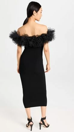 Alternative view of Flash Sale 👏 Best Sale 😍 Autumn Cashmere Tulle Off The Shoulder 👗 👗 Dress Black/Black 🎉 ⭐