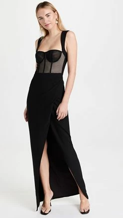 Hot Sale 🥰 Budget 🔥 Black Halo Malvina Gown Black/Black 🎉 🔥