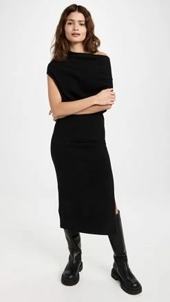 Coupon 🌟 Coupon 😀 Brochu Walker Lori Sleeveless Cashmere 👗 👗 Dress Black Onyx ⌛ 🎉