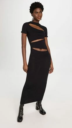 Outlet 🎉 New 🔔 Christopher Esber Slash Tee Knit 👗 👗 Dress Black ⌛ 👍