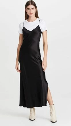 Best Pirce 🧨 Brand new 😍 DANNIJO Mossy Maxi Slip 👗 👗 Dress Noir 🔔 🧨