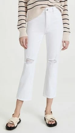 Coupon ❤️ Budget 👍 DL1961 Patti Straight High Rise Ankle 👖 👖 Jeans White Distressed 🎁 🛒