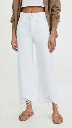 Best Sale 😀 Promo ⌛ DL1961 Hepburn Wide Leg High Rise 👖 👖 Jeans White Distressed 👏 ✔️