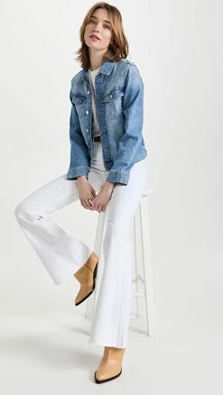Best Pirce π Discount π₯ DL1961 Recover Rachel High Rise Flare π π Jeans White Raw (Performance Recover π― βοΈ