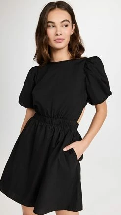 Best Sale π Cheap π― English Factory Cut-Out Poplin Mini π π Dress Black 𧨠π