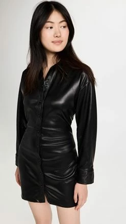 Flash Sale π Outlet π English Factory Faux Leather Cinched Mini π π Dress Black π₯ π₯