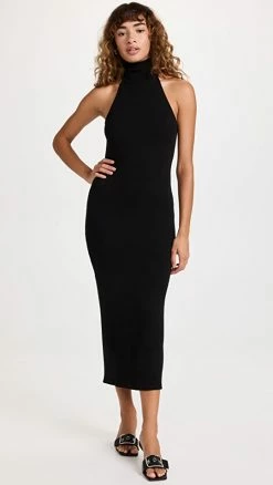 Best Sale 🔥 Best Sale 😍 Enza Costa Sweater Knit Halter Turtleneck 👗 👗 Dress Black 🌟 🎉