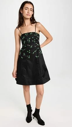 Best deal ❤️ Deals 🛒 GANNI Nylon Embroidered Mini 👗 👗 Dress Black 🔔 🎁