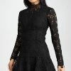 Best Pirce 🔥 Best Pirce 💯 Jonathan Simkhai JOY GIPURE LACE L/S MINI 👗 👗 DRESS Black 👍 👏
