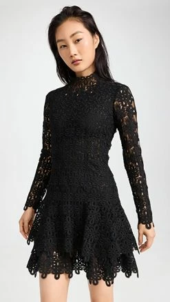 Best Pirce π₯ Best Pirce π― Jonathan Simkhai JOY GIPURE LACE L/S MINI π π DRESS Black π π