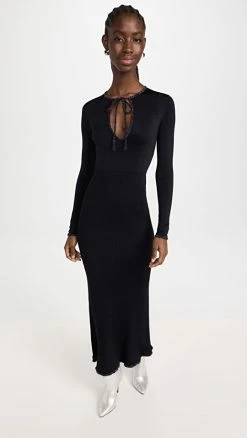 Discount ⌛ Outlet ⌛ JoosTricot Midi Tie 👗 👗 Dress Navy + Black ⌛ ⌛