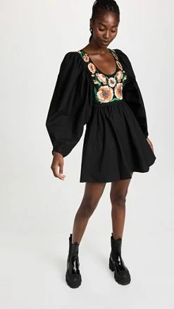 Deals ⌛ Outlet 🔥 La Double J Dolly Embroidered 👗 👗 Dress T. Unita Nero 🔔 🛒