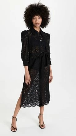 Wholesale 🎉 Deals ✔️ L'AGENCE Kaiya 3/4 Sleeve Lace 👗 👗 Dress Black 🔥 🎁