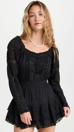 Discount ✔️ Top 10 🤩 LoveShackFancy Sanaya 👗 👗 Dress Black 🔔 ✨