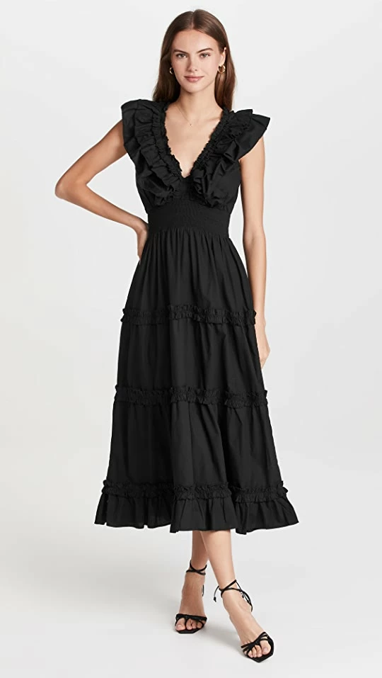 Flash Sale π Cheapest π Love The Label Black Poplin V Neck Ruffle Midi π π Dress π π₯° 1 Flash Sale π Cheapest π Love The Label Black Poplin V Neck Ruffle Midi π π Dress π π₯°