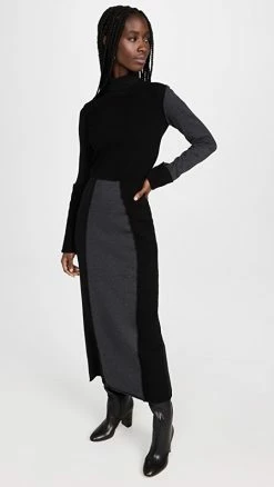 Promo ✔️ Brand new 🎁 MM6 Maison Margiela Mock Neck 👗 👗 Dress Black Overdyed 🎁 👏