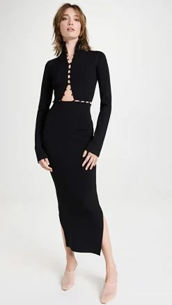 Promo ✔️ Deals 😉 Nanushka Kaida 👗 👗 Dress Matte Black 🎉 ⭐