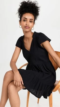 Best deal ⭐ Budget 👏 Nation LTD Padma Ruffled Mini 👗 👗 Dress Black 🤩 🎁