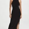 Outlet 🧨 Deals 🥰 Norma Kamali Halter Turtle Side Slit Gown Black 🥰 🎁