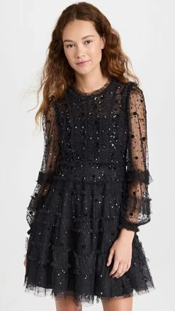 Cheap 🛒 Hot Sale 🥰 Needle & Thread Violet Shimmer Micro Mini 👗 👗 Dress Graphite ✔️ 💯