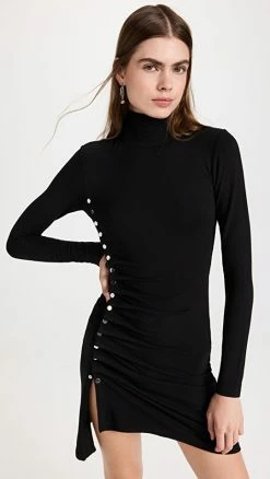Budget 💯 Hot Sale 🔥 Paco Rabanne Turtleneck Knit 👗 👗 Dress Black 😀 🎁