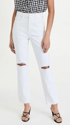 Outlet 🔔 Flash Sale 🤩 PAIGE High Rise Noella 👖 👖 Jeans Soft Ecru Destructed 👏 🌟