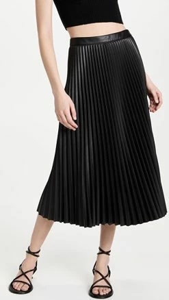 Budget 💯 Top 10 👏 Proenza Schouler White Label Faux Leather Pleated 👗 👗 Skirt Black 🌟 🔥
