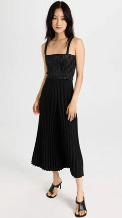 Best deal 🌟 Cheap 😉 Proenza Schouler White Label Pleated Tank 👗 👗 Dress Black 🛒 🧨