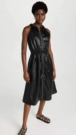 Budget ❤️ Best Pirce 🤩 Proenza Schouler White Label Drawstring Sleeveless 👗 👗 Dress Black ❤️ ✨