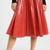 Best Sale 🔔 Flash Sale 👏 Proenza Schouler White Label Faux Leather Pleated Midi 👗 👗 Skirt Persimmon ❤️ 🥰
