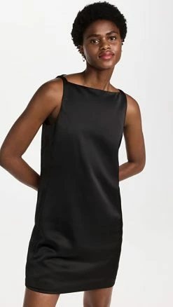 Flash Sale 🎉 Best reviews of 🎉 Proenza Schouler White Label Sleeveless Satin 👗 👗 Dress Black 👍 🤩