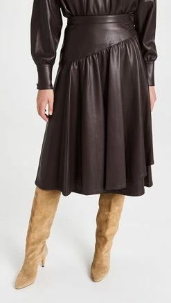 Best deal 😍 Cheap ⭐ Rebecca Taylor Vegan Leather Midi Wrap 👗 👗 Skirt Deep Port ⌛ 🤩