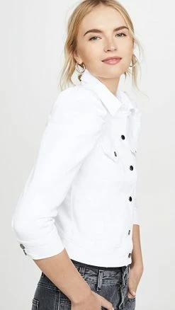 Brand new 🧨 Best deal 🔔 Retrofête Ada Denim Jacket White 🛒 🤩