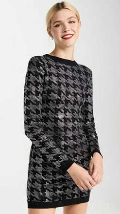 Discount ⭐ Best Sale ❤️ Retrofête Leanna 👗 👗 Dress Blk/Silv Houndstooth 😍 🧨