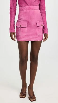 New 😉 Wholesale 😍 Sergio Hudson Miniskirt With Patch Pockets Magenta 😉 😍