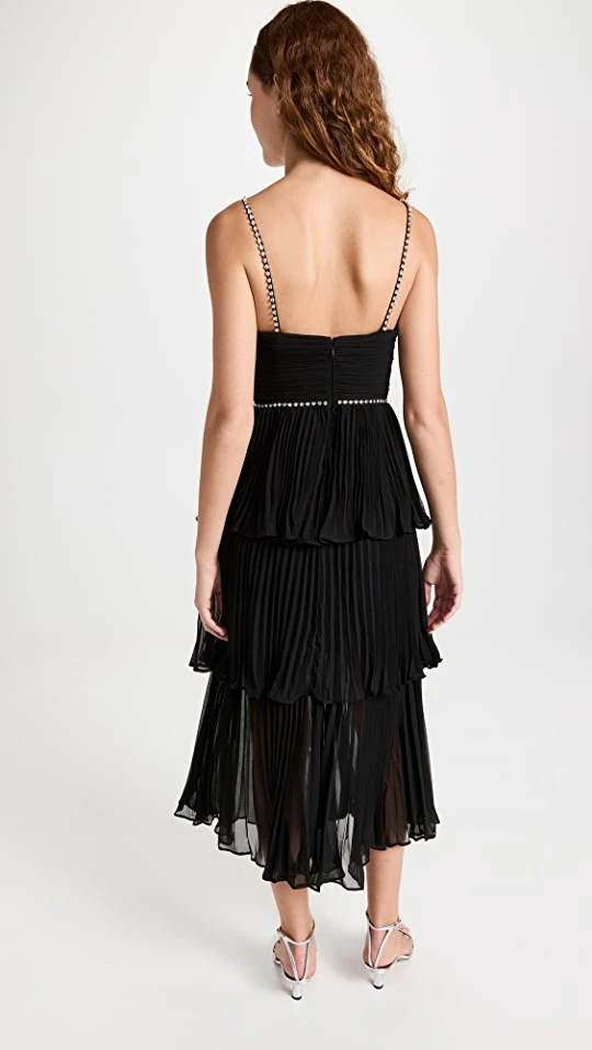 Cheapest β¨ Best Sale π― Self Portrait Black Chiffon Tiered Midi π π Dress π π 2 Cheapest β¨ Best Sale π― Self Portrait Black Chiffon Tiered Midi π π Dress π π - Image 2