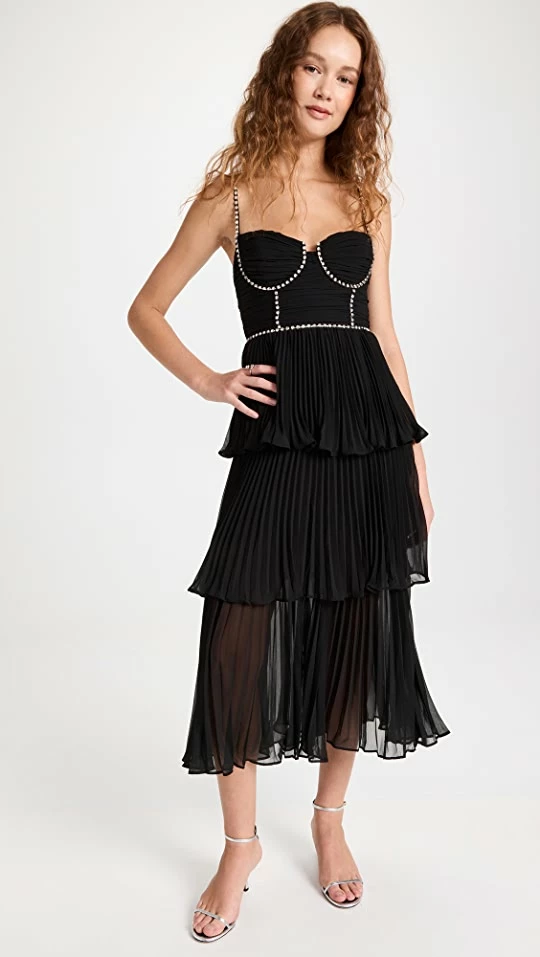 Cheapest β¨ Best Sale π― Self Portrait Black Chiffon Tiered Midi π π Dress π π 1 Cheapest β¨ Best Sale π― Self Portrait Black Chiffon Tiered Midi π π Dress π π