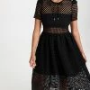 Cheapest 🎁 Buy ✨ Self Portrait Black Grid Lace Midi 👗 👗 Dress 🧨 😀