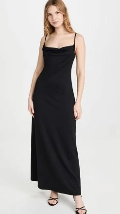 Top 10 🔔 Coupon ⭐ Susana Monaco Cowl Slip Maxi 👗 👗 Dress Black 💯 🥰