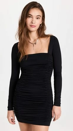 Buy ✔️ Brand new 🌟 Susana Monaco Ruched Long Sleeve 👗 👗 Dress Black 👏 😀