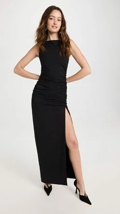 Deals 💯 Discount 👏 Susana Monaco Sleeveless Gathered Slit 👗 👗 Dress Black ✨ 🎁