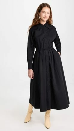 New 🎉 Flash Sale ⌛ Tory Burch Cotton Poplin Eleanor 👗 👗 Dress Black ✔️ ✔️