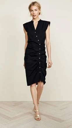 Cheap ⌛ Coupon ✔️ Veronica Beard Long Ruched 👗 👗 Dress Black ⌛ ✨