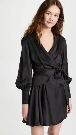 Buy ❤️ Deals ⌛ Zimmermann Silk Wrap Mini 👗 👗 Dress Black 🧨 👍